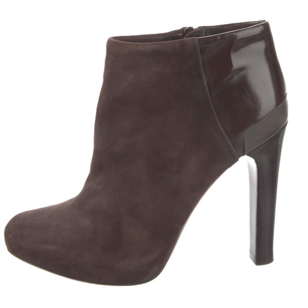 Fendi Suede Ankle Boots. Size 7/IT 37 Brown Leather trim. Good Condition.